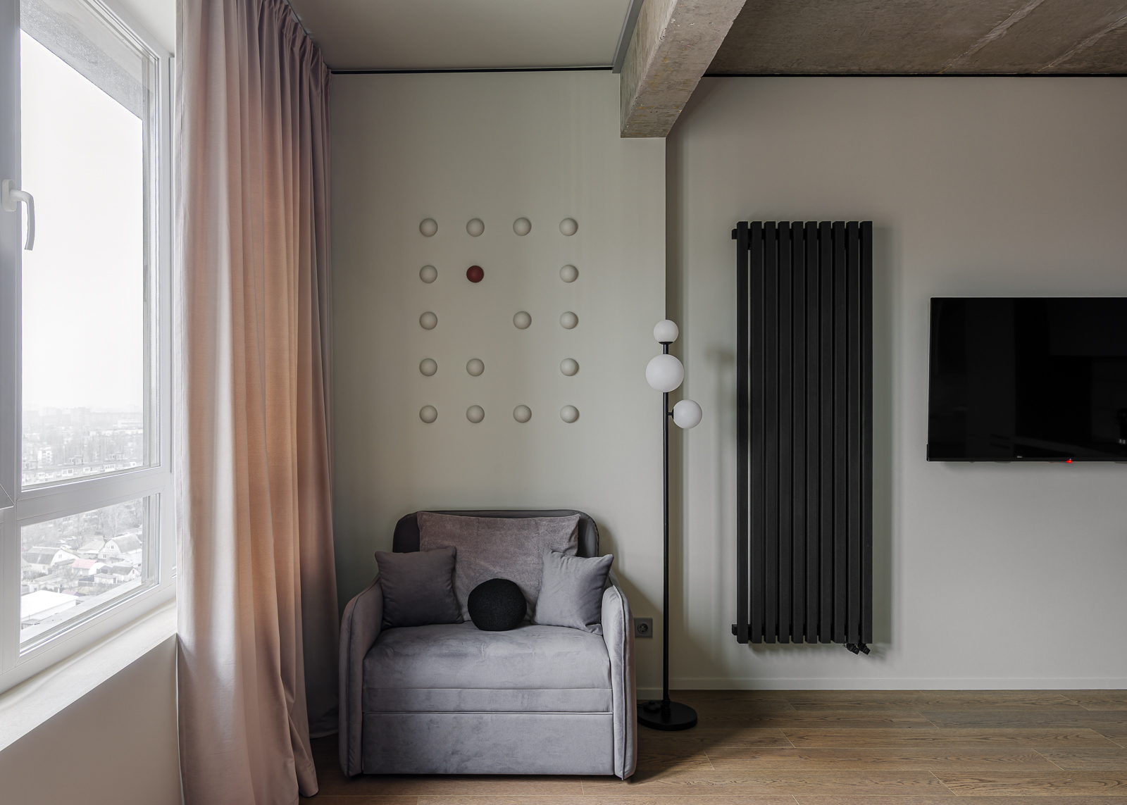 VEROM Студия с красивым интерьером и видом с 19го этажа